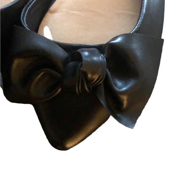 Torrid Bow Pointed Toe Flat 9W Black Faux Leather Career Business Classiccore - Picture 4 of 7